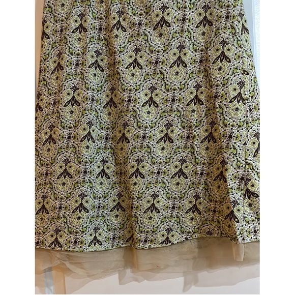 Vintage C. C. Outlaw Jersey Paisley Skirt with Green Gem Detail & Nude Mesh Hem - Picture 13 of 14